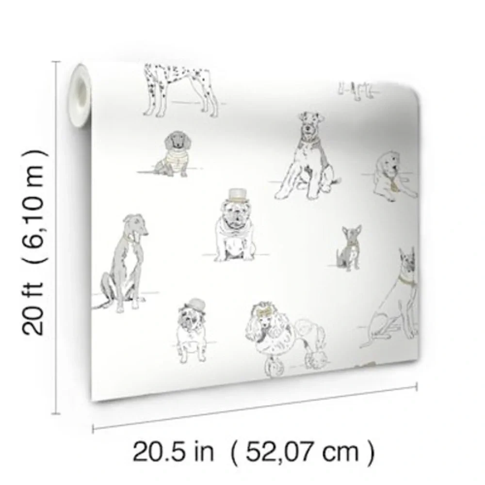 York‎ Wallcoverings Dapper Dogs Prepasted Wallpaper AF1938 33ft Roll Dachshund